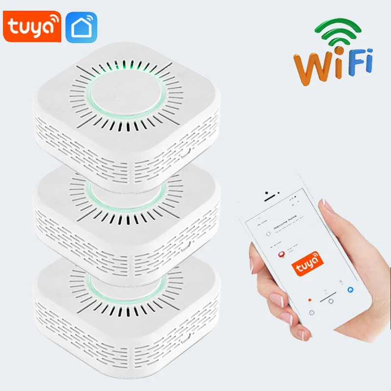 Беспроводной детектор дыма Tuya Wi-Fi датчик и пожарной сигнализации охранная