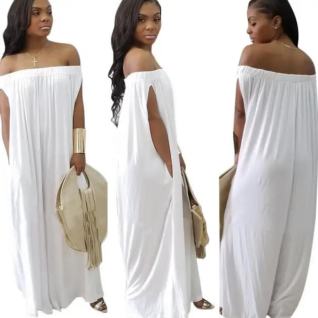 2020 летние Для женщин Свободные Комбинезоны белые топы с открытыми плечами низким