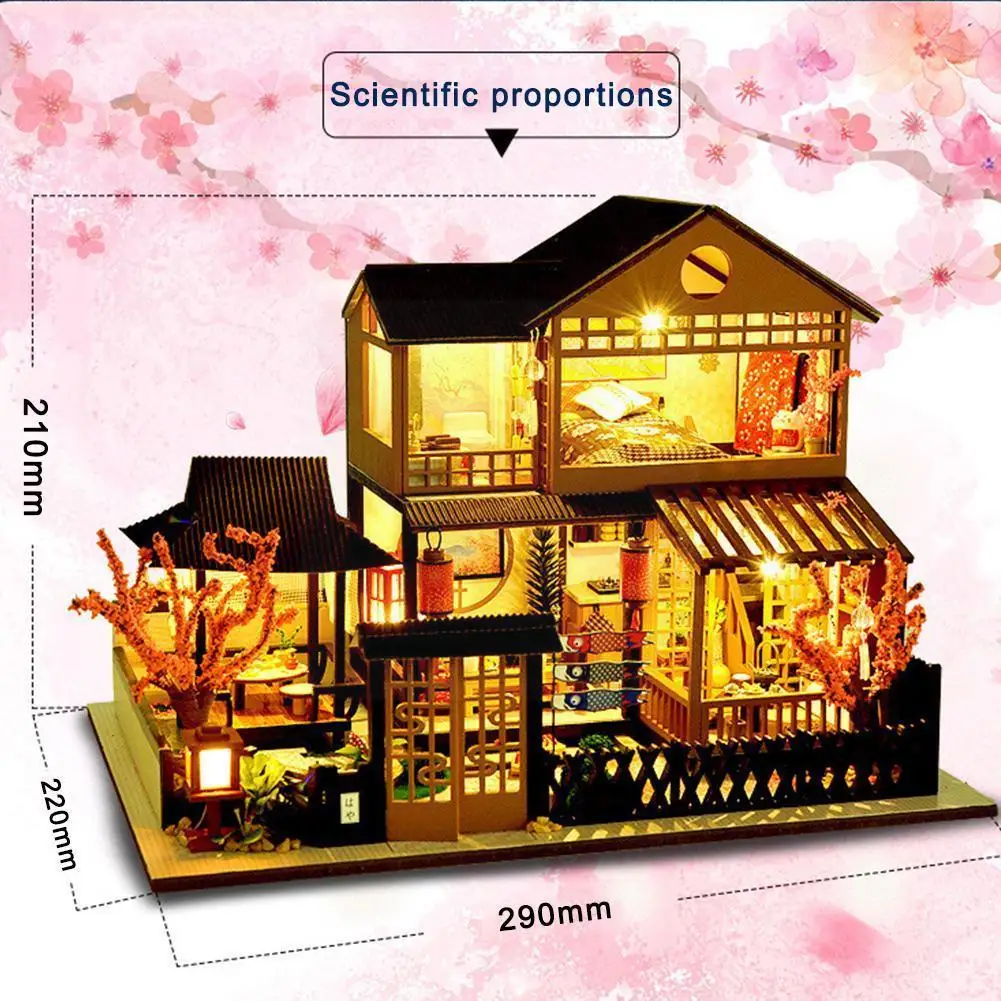 

Новейший Diy деревянный кукольный дом японская архитектура кукольные дома миниатюрные с мебелью игрушки для детей день рождения друзей M8v3