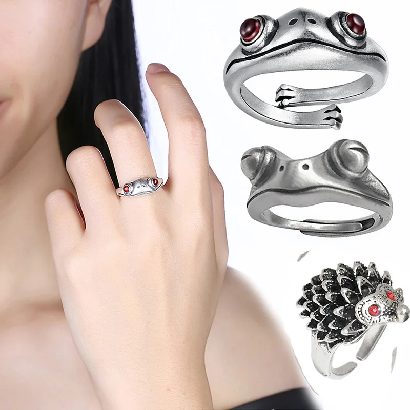 

Frog Rings for Women Simple Creative Opening Adjustable Ring The Man Jewelry Vintage Aesthetic Gothic Accessories