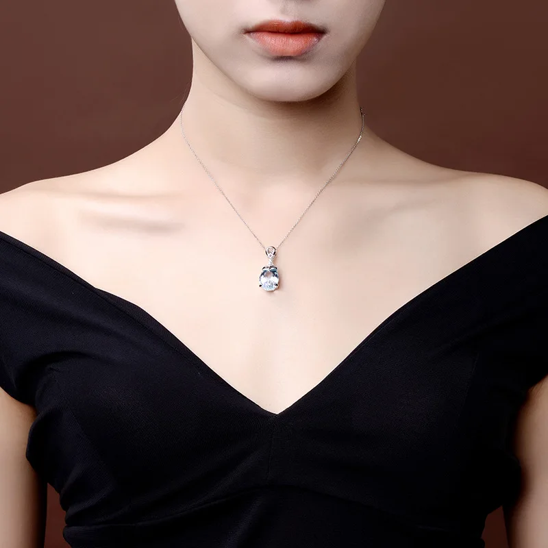 Ожерелье Bague Ringen для женщин, серебро 925, ювелирное изделие, цепочка для ключицы, аквамарин, подвеска, Русалка, океан, на День святого Валентина, модный подарок