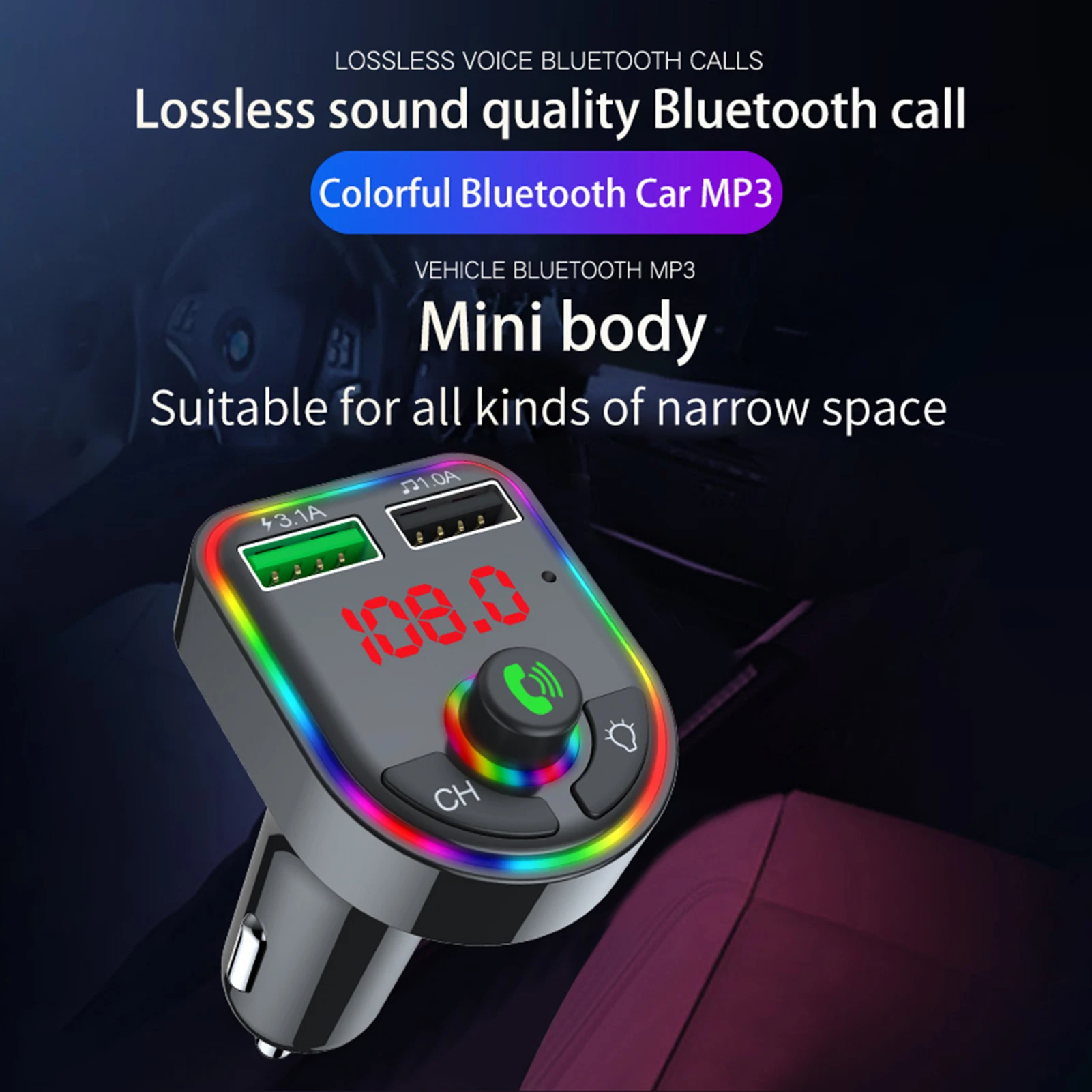 

Car Bluetooth 5.0 FM Transmitter Wireless Adapter Mic Audio Receiver Auto MP3 Player 2.1A Dual USB Fast Charger Car Accessories