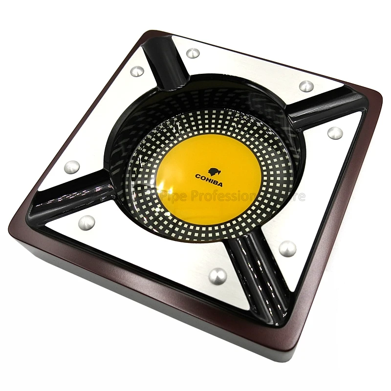 COHIBA квадратный красного дерева сигары металлическая пепельница Роскошные