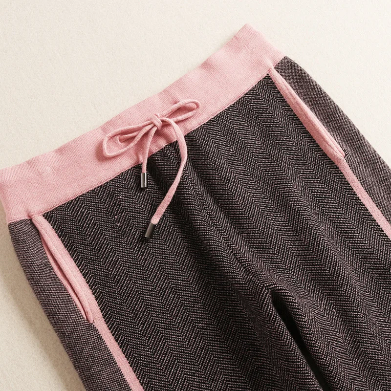 Женский трикотажный спортивный костюм кардиган на молнии и штаны модный