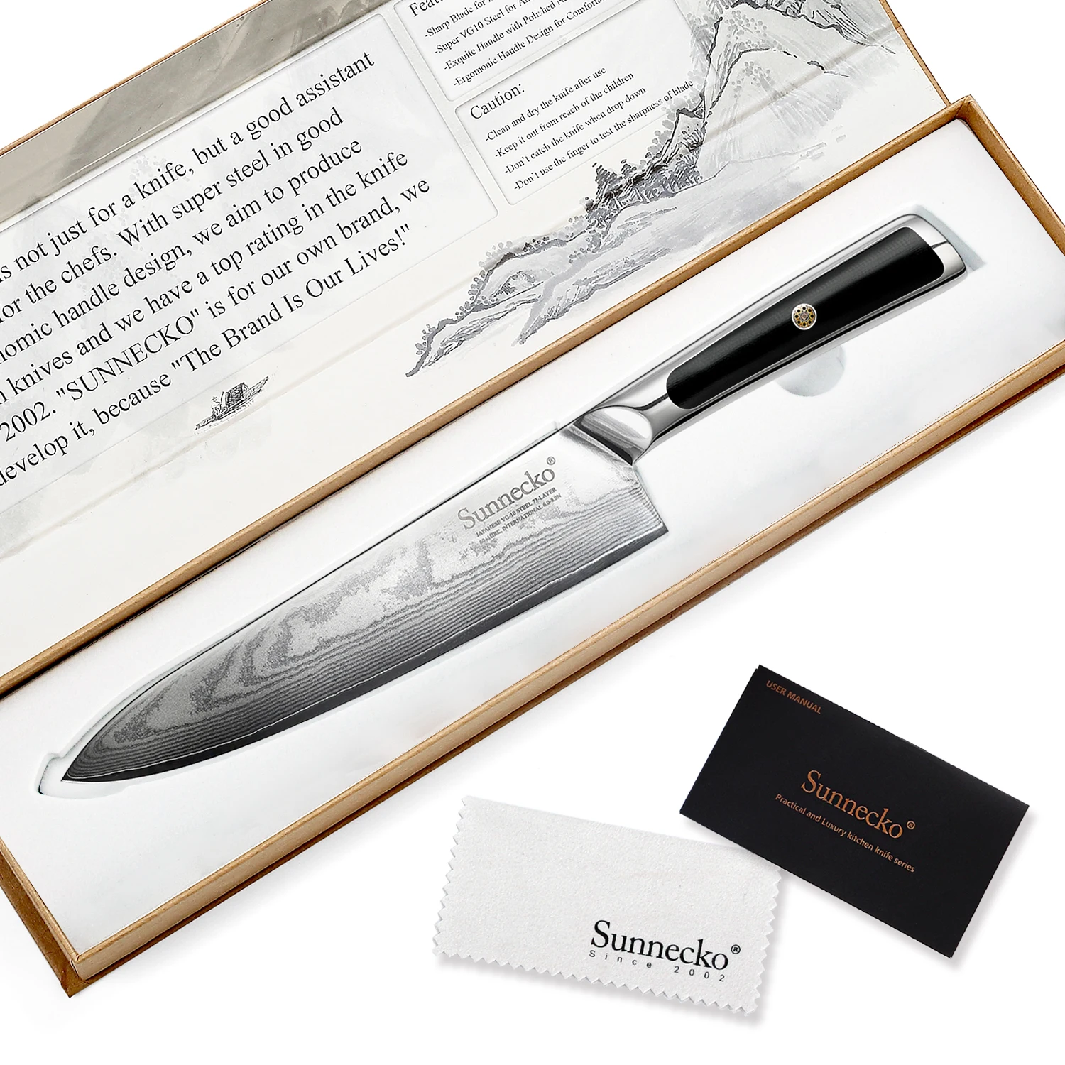 

Нож шеф-повара из дамасской стали SUNNECKO VG10, профессиональная японская лезвие 8 дюймов, острый прибор для резки мяса