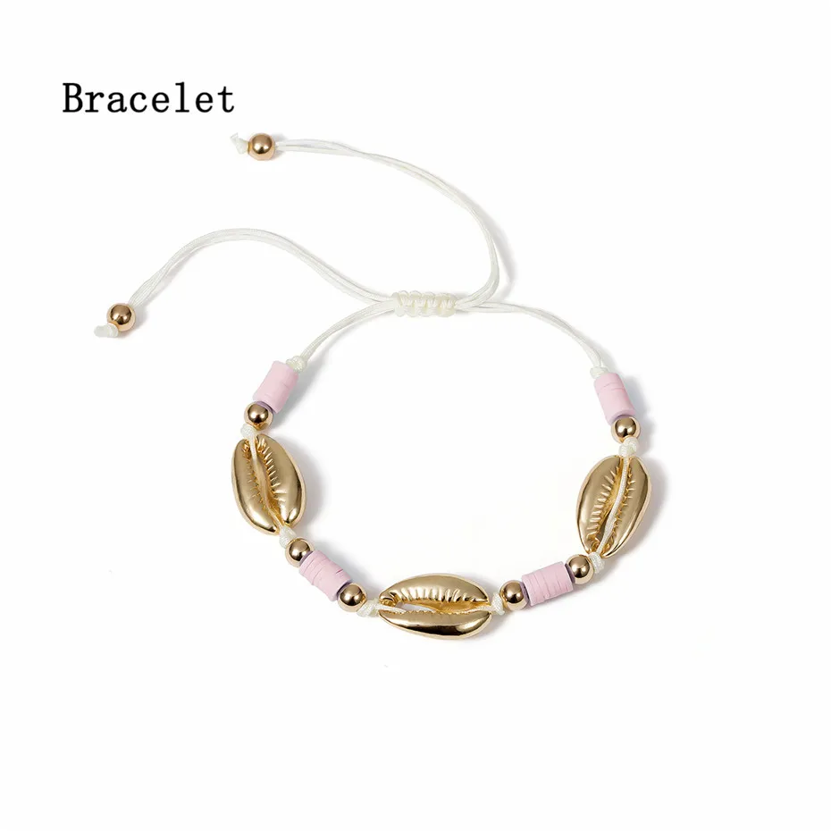 Bracelet IngeSight. Z богемный сплав оболочка браслет на запястье амулет Регулируемая Радуга веревка цепь браслет цепь на запястье для женщин ювелирные изделия - Окраска металла: Bracelet
