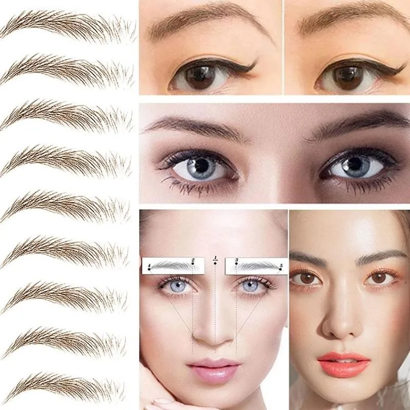 

9/10 Pairs Eye Brow Tattoo Stickers Long Lasting False Eyebrow Waterproof Eyebrows Sticker 4D Makeup Transfer Hair-like Sti Y5G4
