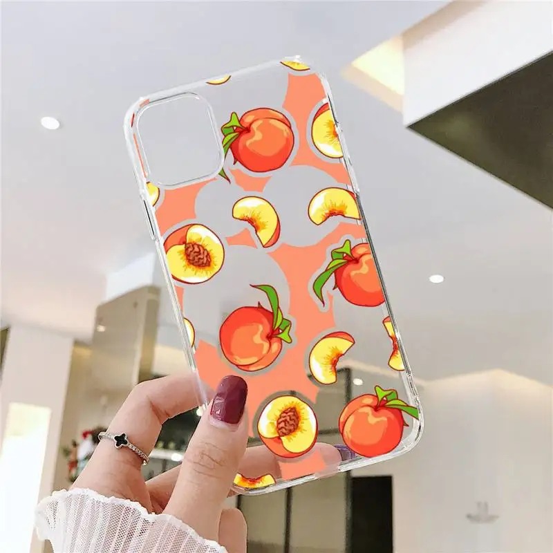 

peach Phone Case Transparent soft For iphone 5 5s 5c se 6 6s 7 8 11 12 plus mini x xs xr pro max