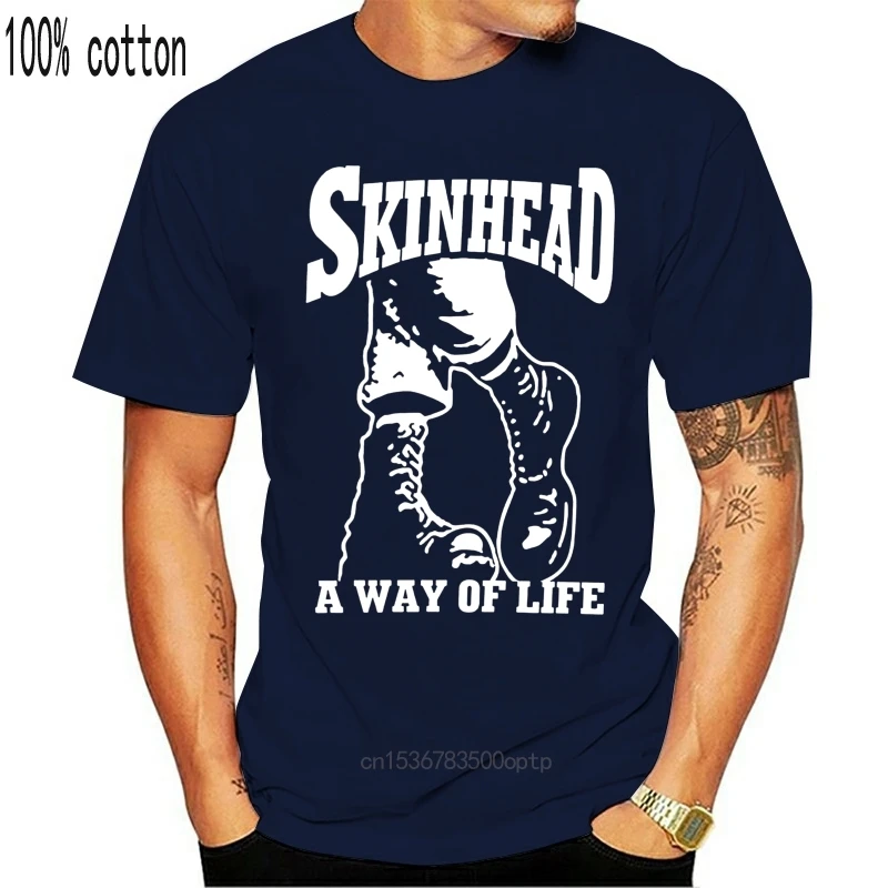 

Мужская футболка с принтом Skinhead, модная футболка с принтом из 100 хлопка с короткими рукавами, образ жизни