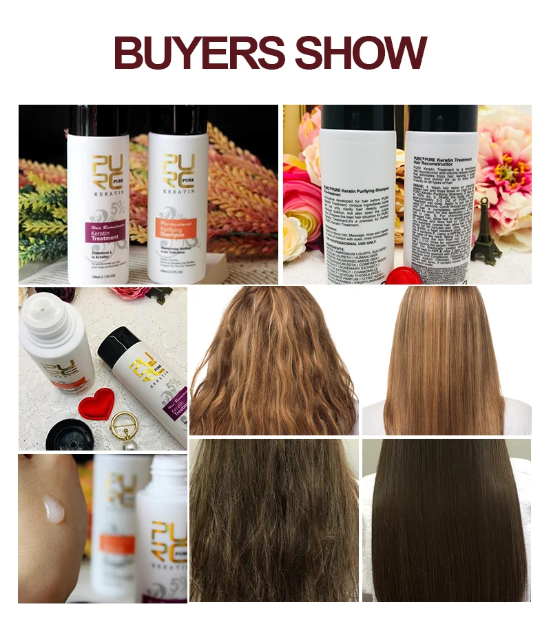 Средство для выпрямления и волос PURC бразильское Кератиновое лечение очищающий