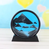 moving sand art picture round glass 3d deep sea sandscape in motion display flowing sand frame 712inch for home decoration