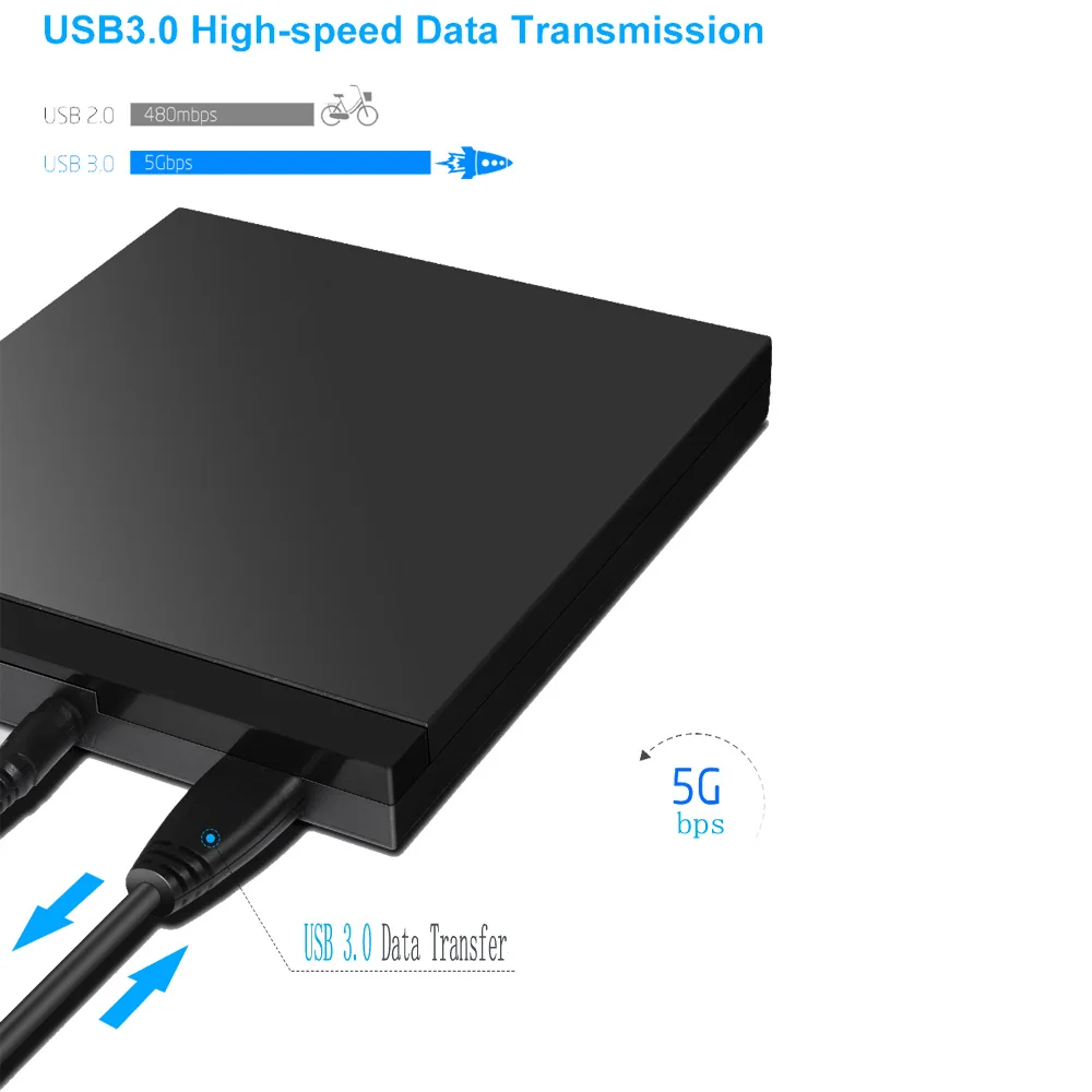 Внешний оптический привод Deepfox USB 3 0 для компакт дисков/DVD проигрывателей и DVD с