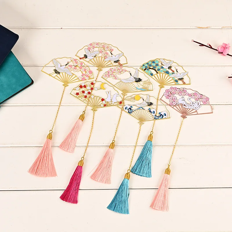 Латунный лист полый античный складной веер металлическая Закладка Классический