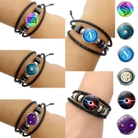 new arrivals accessories fashion bracelet starry sky black hole letters pokemon glass round cap snap leather braided bracelet