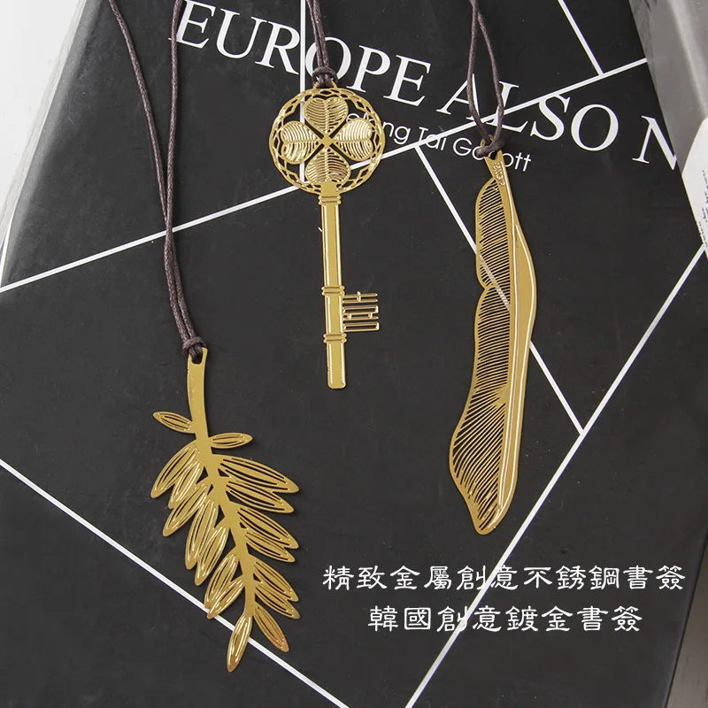 

Korean Stationery Exquisite Metal Gold Plated Hollow Holder Creative Card Lanyard Bookmarks Books School Supplies Cute Teacher