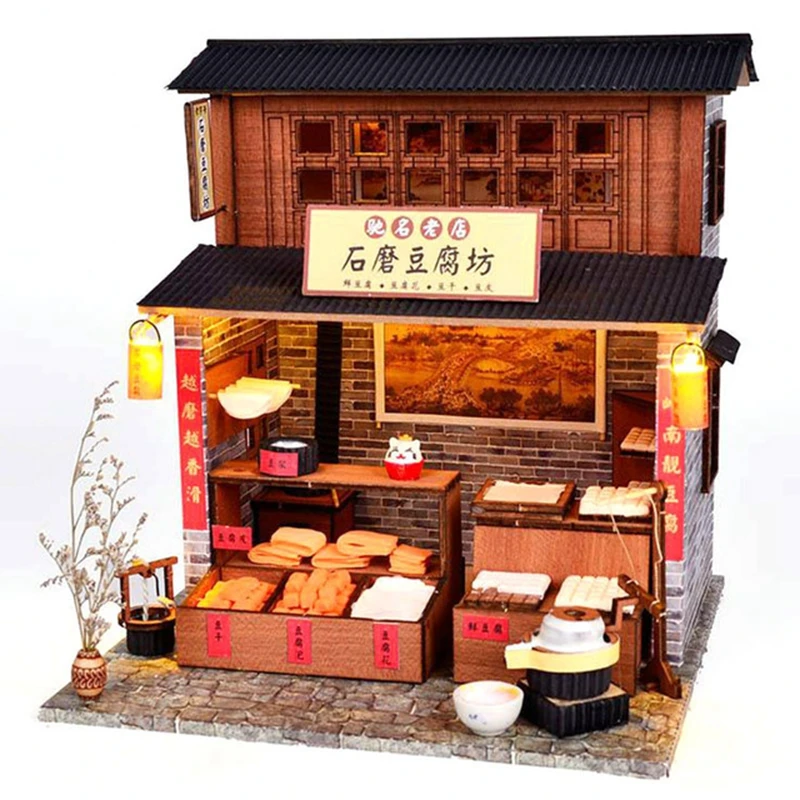 Миниатюрный дом сделай сам с мебелью светодиодная модель строительные блоки