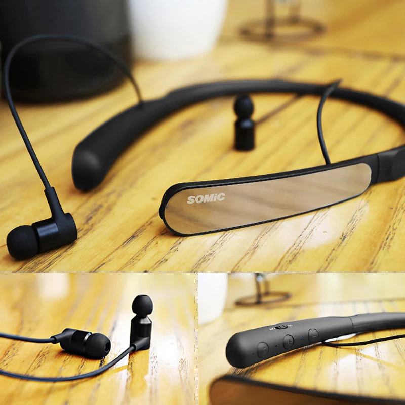 SOMiC SC1000 ANC активные Беспроводные наушники с шумоподавлением, Bluetooth спортивные наушники с шейным ремешком, музыкальные наушники, гарнитура с микрофонами