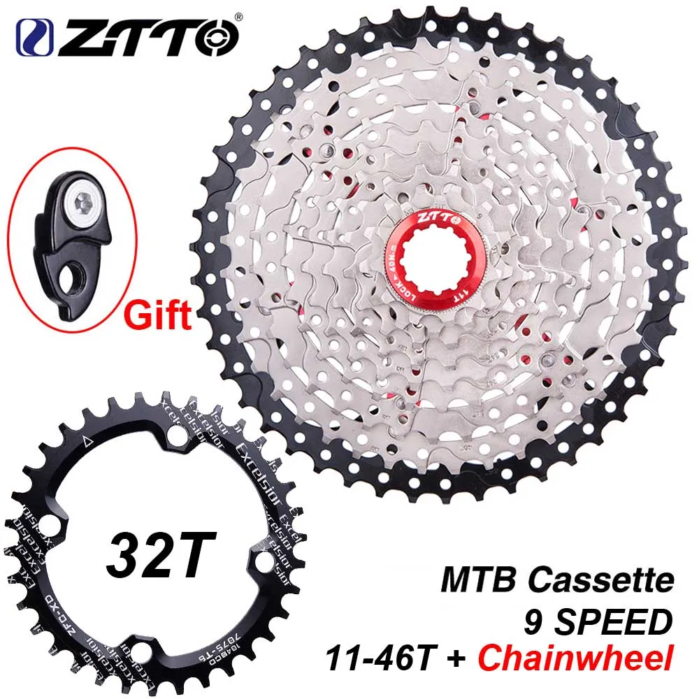 ZTTO 9speed 11-46T MTB велосипедная кассета с цепным колесом горный велосипед широкоугольные звездочки 9s k7 9speed Freewheel - Цвет: 32T 9S 11-46T