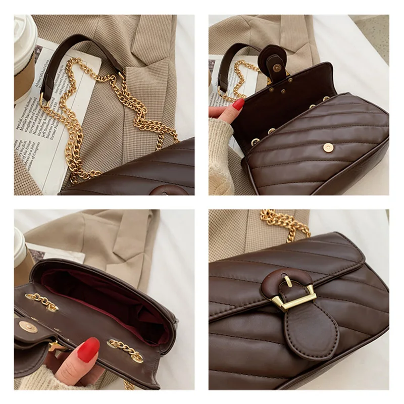 

Soft PU Leather Small Square Bag For Women 2021 Korean Fashion Chain Ladies Shoulder Bag Daily Work Shopping Girl Crossbody Bag
