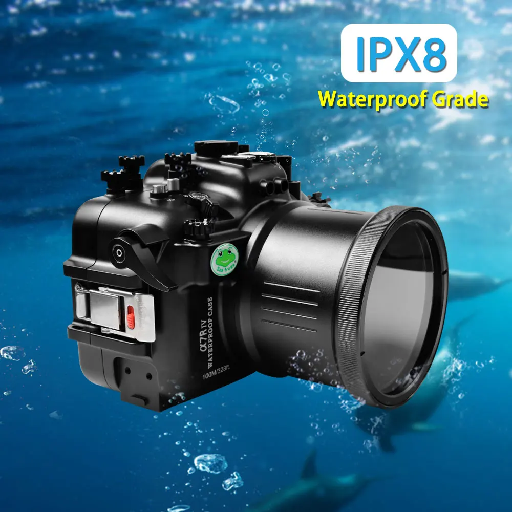 للبيع 328ft/100m IPX8 سبائك الألومنيوم كاميرا مثبت مضاد للماء لسوني A7RIV A7RIVA تحت الماء تصفح السباحة الغوص