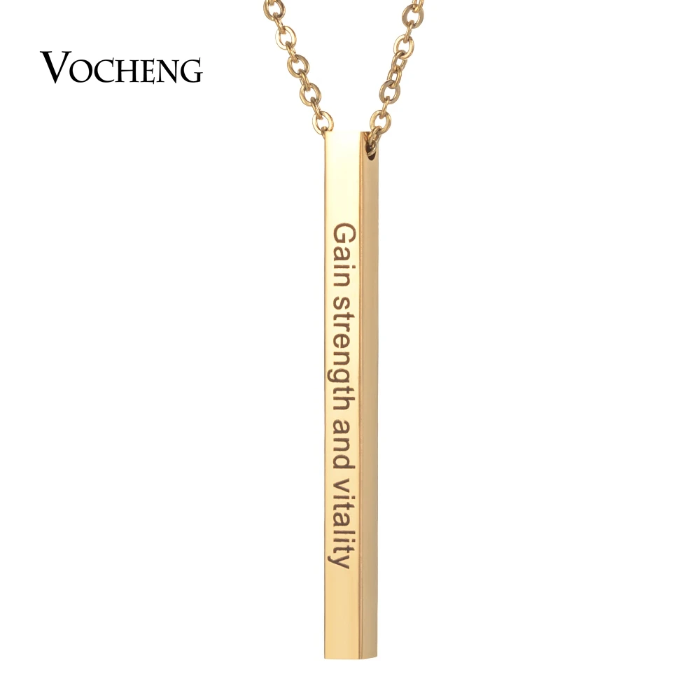 10pcs/lot Custom Four Sides Engraving Personalized Square Bar Custom Name Necklace Unisex Stainless Steel Message Pendant