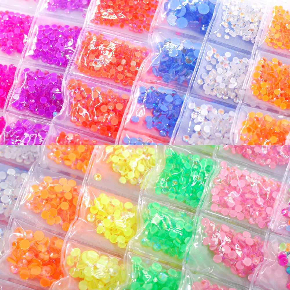 

2-5mm Mixed Size 1344Pcs Fluorescent Crystal Luminous Nail Art Decorations Neon Glass Rhinestones Nails Tips Accessories