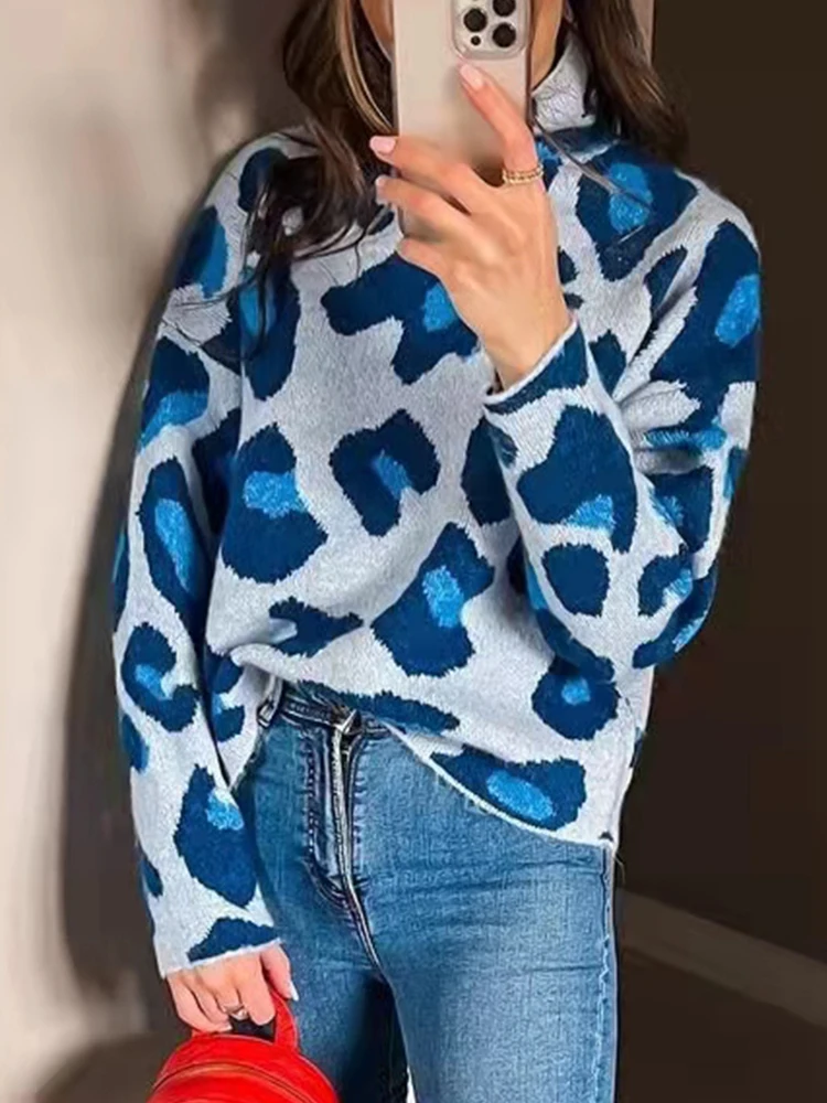 

Повседневный Женский вязаный пуловер PUWD с высоким воротником, осень 2021, Модный женский винтажный свитер в стиле High Street, женский свитер с при...