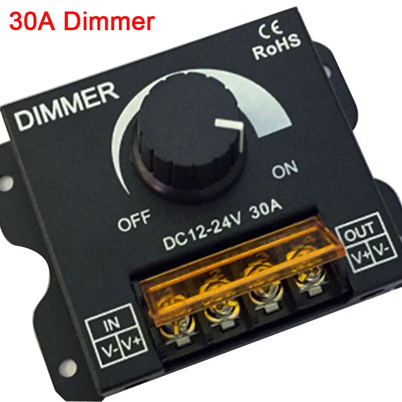 DC12V-24V светодиодный диммер 8A 30A 96 Вт 360 Вт Регулируемая яркость лампа Одноцветный светильник 5050 3528 светодиодный контроллер - Цвет: 30A Dimmer