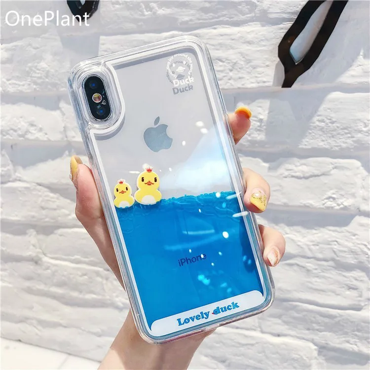 Чехол для телефона с мультипликационным принтом для iPhone 11 Pro Max X XR XS MAX 3D плавающая утка динамическая жидкость зыбучие пески для iPhone 5S 6 6s 7 8 Plus
