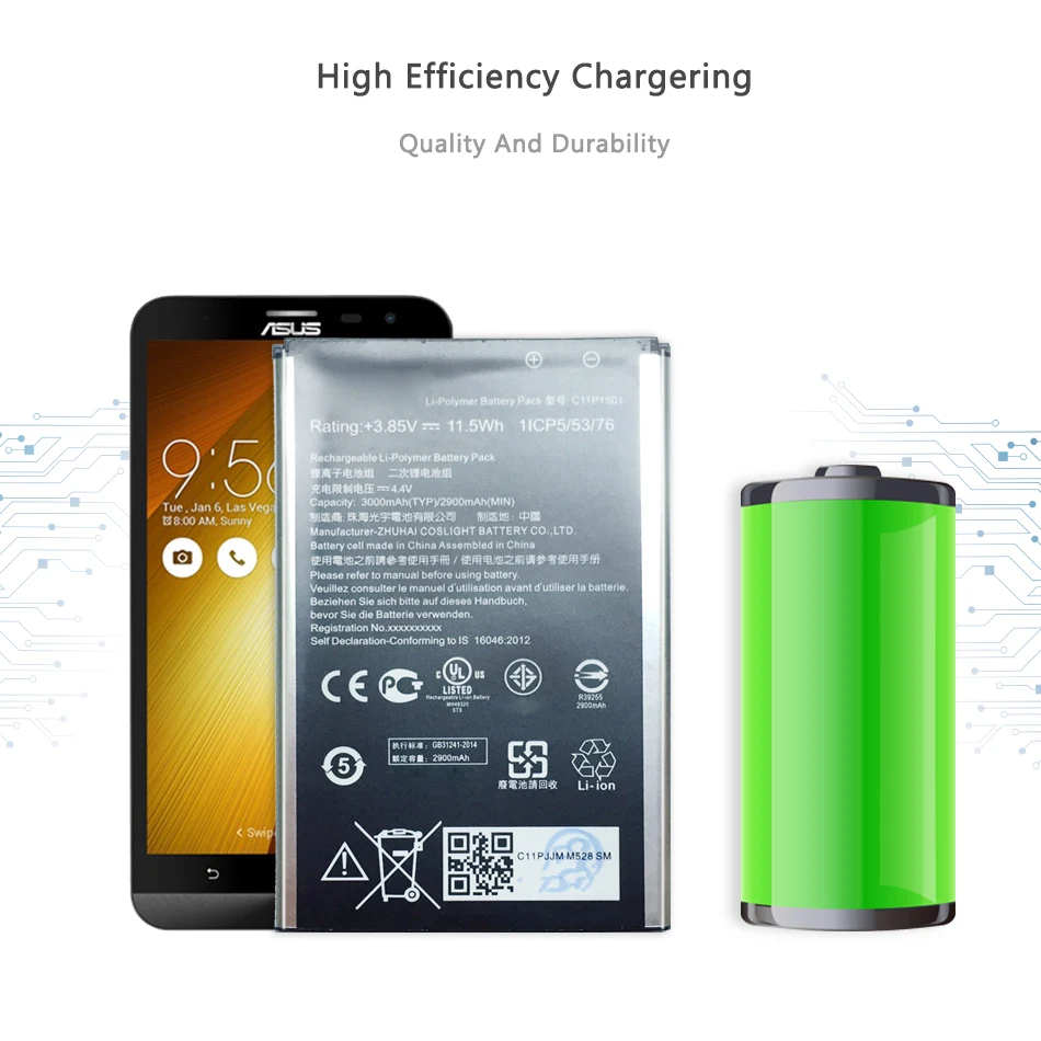 

C11P1501 Mobile Phone Battery For Asus ZenFone 2 Laser ZE550KL ZE601KL ZE551KL Battery 3000mAh