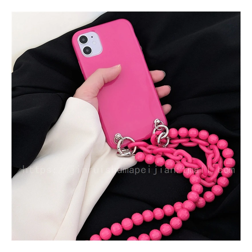 Флуоресцентный мягкий чехол через плечо с ремешком для iphone 11 Pro Max 12 MiNi X XR XS 6 7 8 plus SE