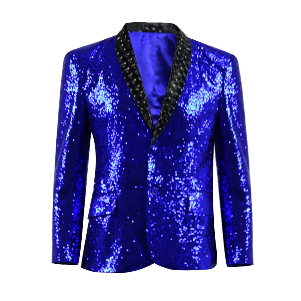 

Мужской блейзер с блестками Cossky, Голубой пиджак для вечерние НКИ или клуба, осенне-зимний костюм для сцены