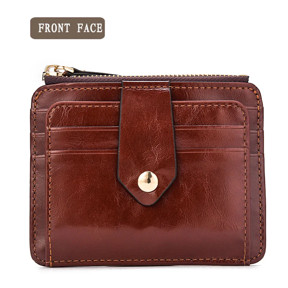 Мужской кошелек из вощеной кожи на молнии креативный Магнитный сумочка с