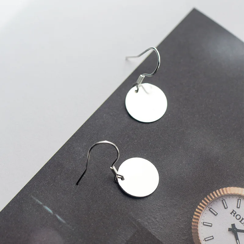 

925 Sterling Silver Sweet Cute Smooth Round Hook Short Dangle Earrings For Women Girls Kids Jewelry Gift