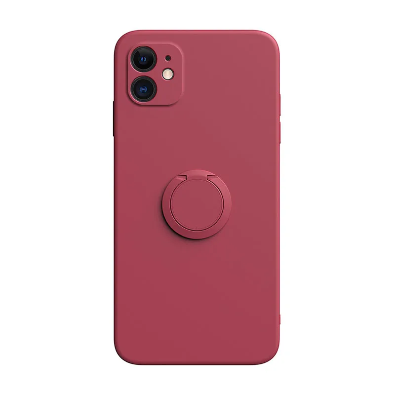 

Magnetic Case for iphone 12 mini 11 Pro Max XS XR X 8 7 Plus Luxury Soft Liquid Silicone Ring Stand Holer Shockproof Cover