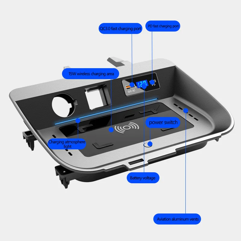 저렴한 자동차 QI 무선 충전기 도요타 RAV4 Wilanda 액세서리 15W 고속 충전 패드 인테리어 수정 부품 2019-2020