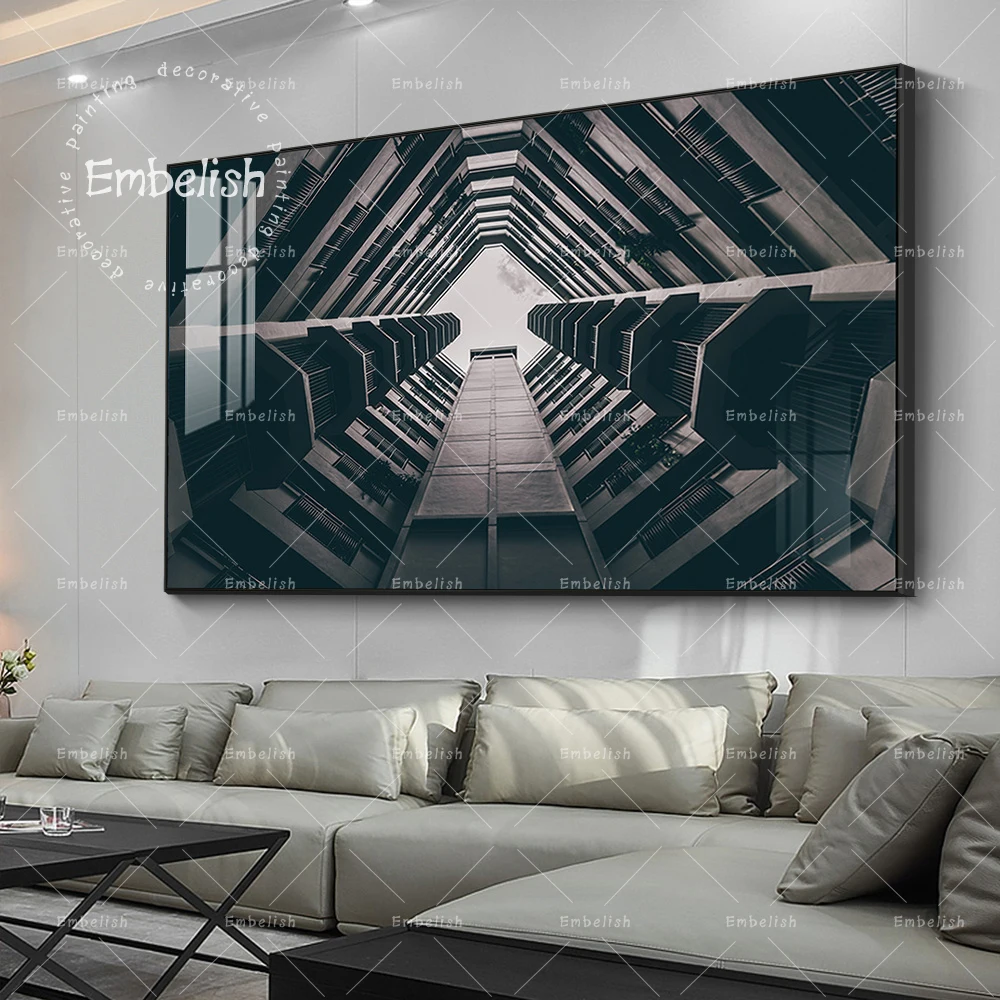 

Black And White Building Modern Home Decor Posters For Living Room Wall Art Pictures HD Print Canvas Painting Artworks