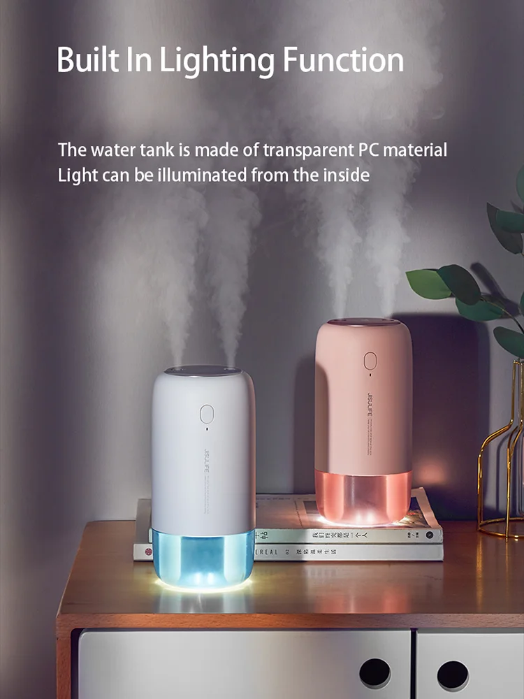 

JISULIFE Wireless Humidifier for Home Car Air Humidifier Humidificador Mini Portable Aroma Diffuser 500ML Mist Maker with Light