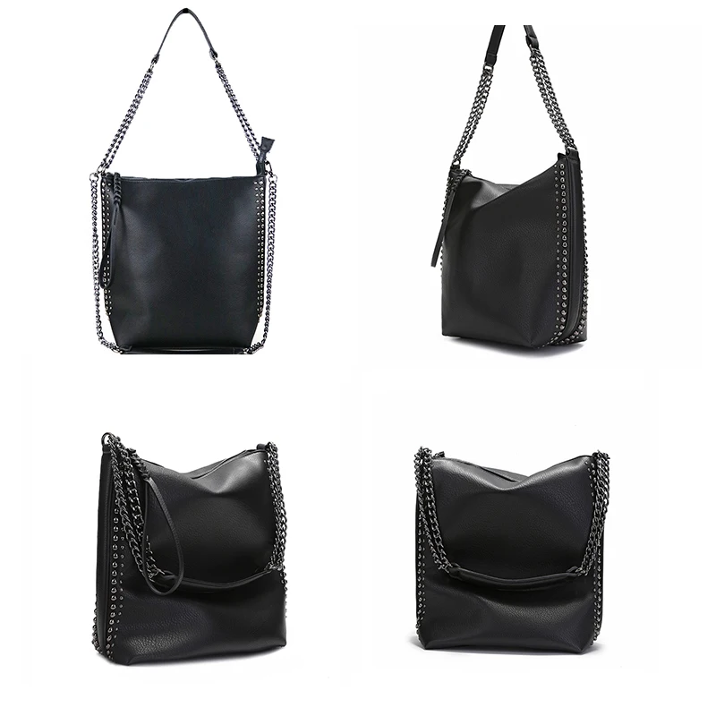 DIINOVIVO Brand Design Women Shoulder Bag Rivet Chain Bucket Leather Handbags Female Hand Bags Crossbdoy Lady WHDV1248 | Багаж и сумки