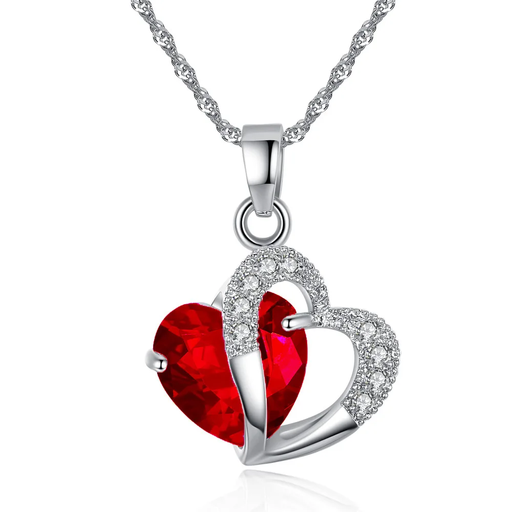 

Fashion Zircon Heart Pendant Necklace for Women Sterling Silver Jewelry Women Necklace