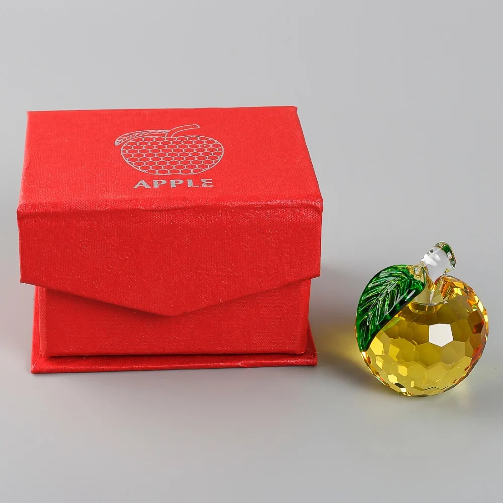 

Yellow Glaze Crystal Apples Paperweight Crafts Decoration Glass Apple Figurine Wedding Decor Birthday Gifts 40mm
