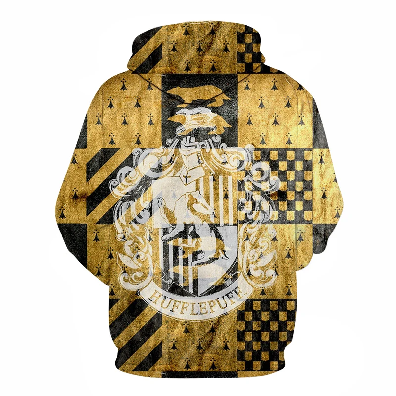 Крутая мужская толстовка с 3D принтом Hufflepuff пуловер капюшоном в стиле волшебной