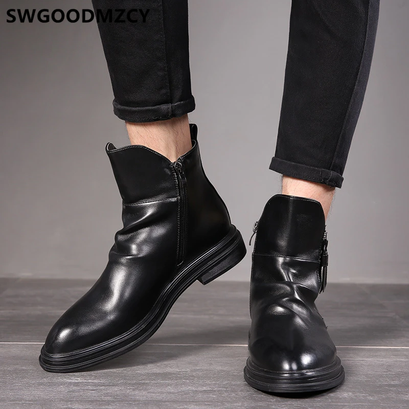 

Mens Boots Leather Official Shoes For Mens Dress Boots Office Shoes Mens Cowboy Boots Designer Shoes Big Size 48 Zapatos De Homb