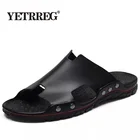 Мужские шлепанцы из спилка, дышащие пляжные тапки, плоская подошва, спилок, размеры 38-48, лето 2019