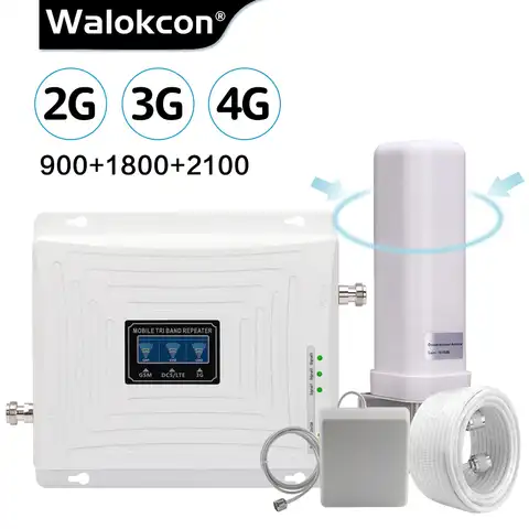Всенаправленная антенна 2g 3g 4g трехдиапазонный усилитель сигнала GSM 900 LTE1800 WCDMA 2100 ретранслятор сотовой связи 4G LTE усилитель 70 дБ