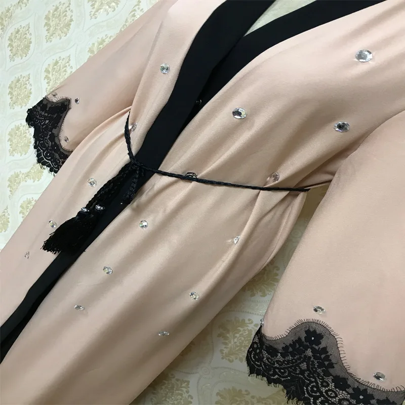 

Dubai Muslim Abaya Dress Beading Kaftan Outwear Tunic Arab Islamic Clothing Open Abayas Long Robe Lace-up Hijab Dresses DT2871