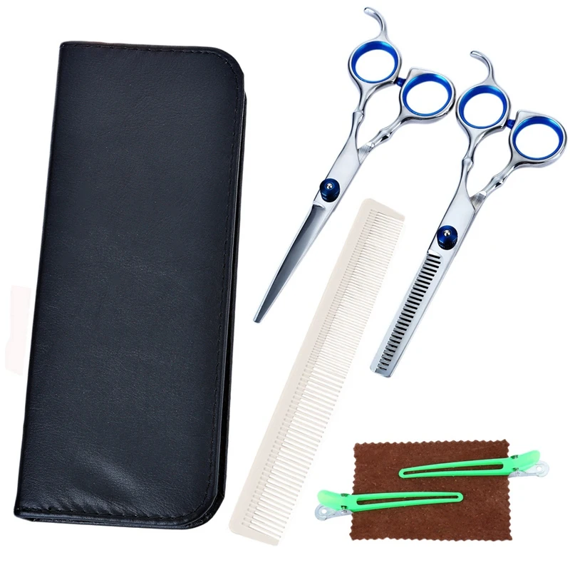 

1Set Hair Scissors Set Pet Scissors Salon Thinning Scissors with 2Pcs Hairpins