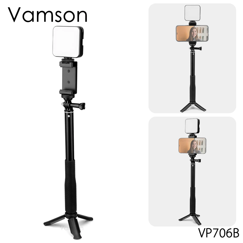 

Vamson for Laptop Tablet Phone for Online Courses Telework with Small Tripod Black Selfie Stick Office Lighting Lamp Kit VP706B