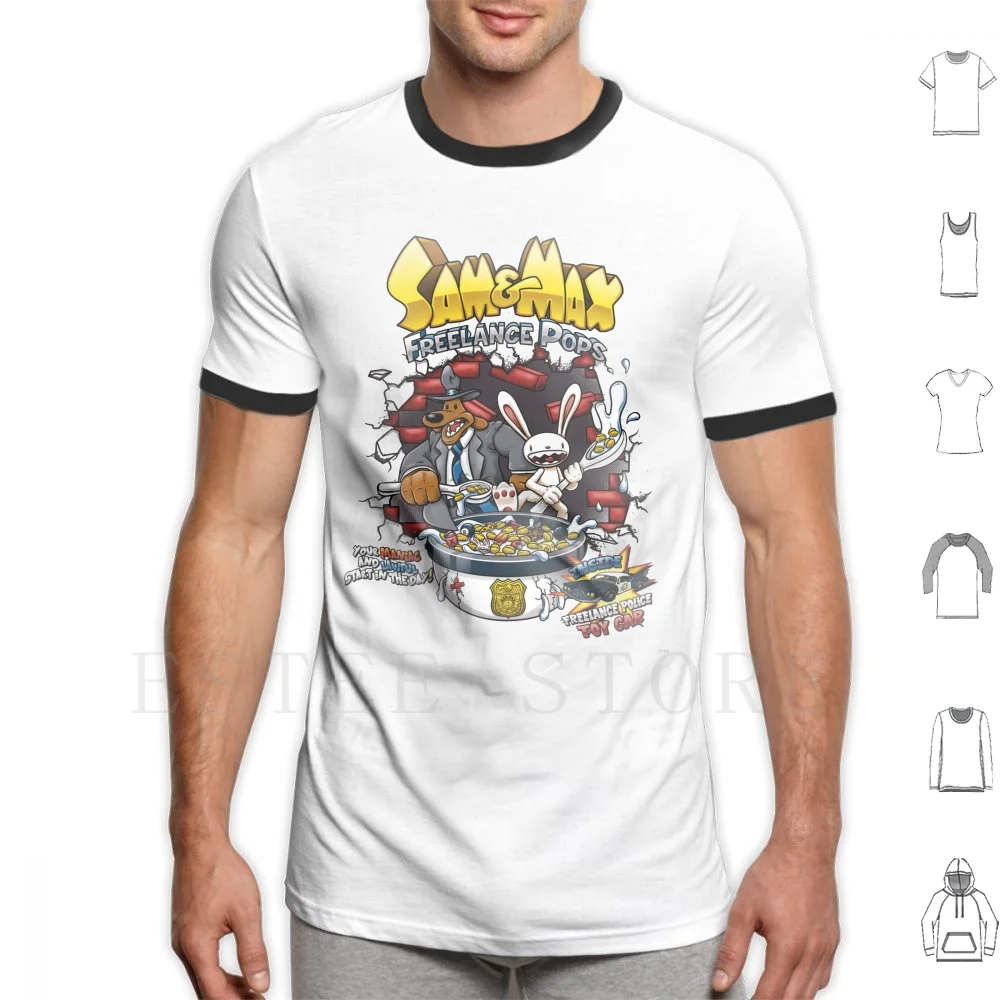 Camiseta de algodón con estampado de Sam & Max, camisa Retro con estampado de pop, Old School