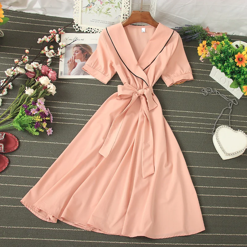 Женское платье с поясом Fitaylor Элегантное Длинное винтажное v-образным вырезом